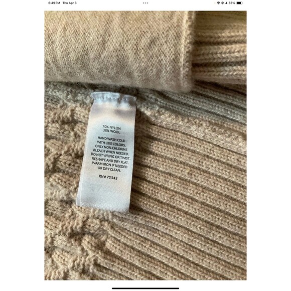 Telluride Cardigan Sweater Size S Wool Blend Hooded Chunky Cable Knit Beige - Picture 5 of 7